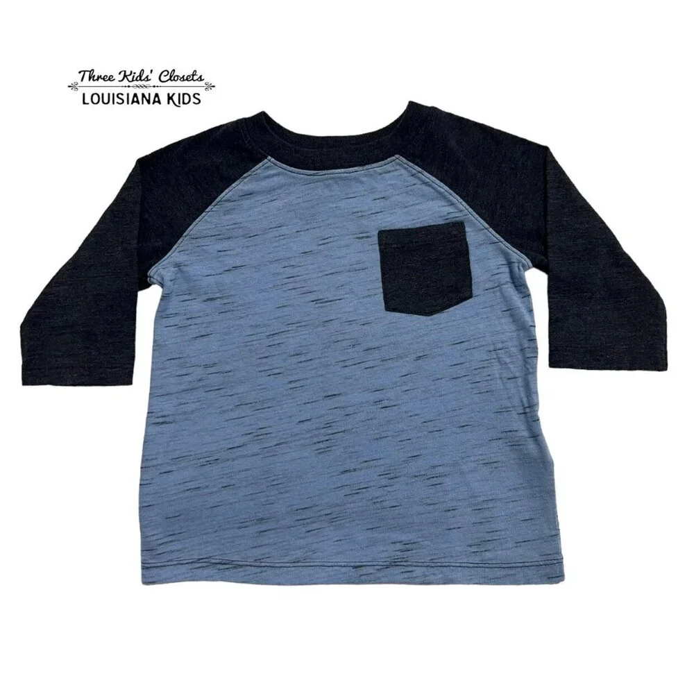 Old Navy 2T Blue & Navy Raglan Pocket Tee Shirt